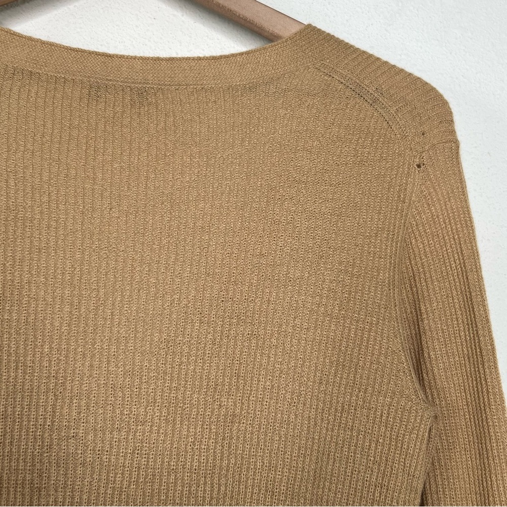 Vince Cashmere Long Sleeve V-Neck Henley in Camel, size M - Picture 7 of 7
